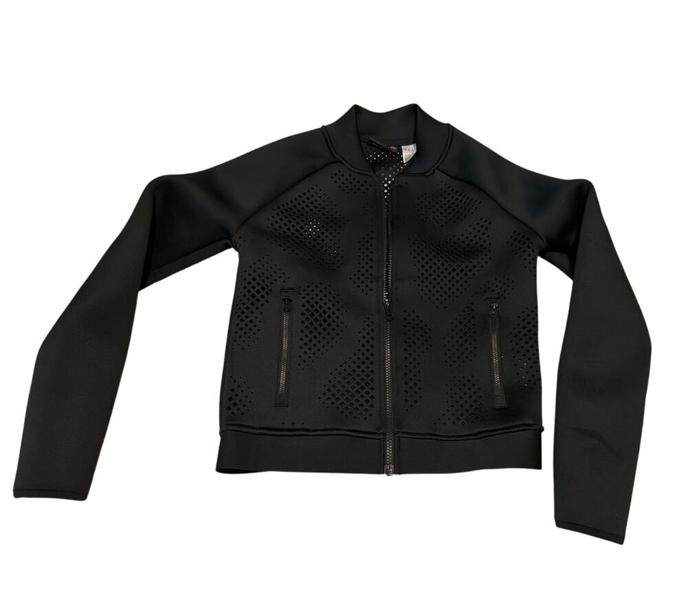 Reebok Black Perforated Scuba Neoprene Bomber Jacket Women's XS